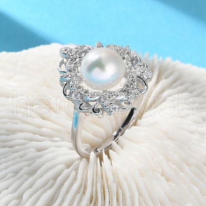 Rhodium Plated 925 Sterling Silver Adjustable Rings for Women RJEW-M065-01P-1