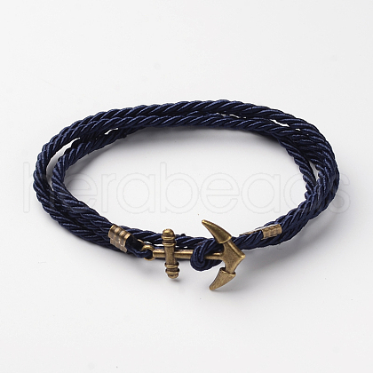 Two Loops Polyester Cord Wrap Bracelets BJEW-M193-08-1