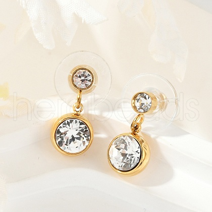 304 Stainless Steel Rhinestone Dangle Stud Earrings EJEW-G423-17G-01-1