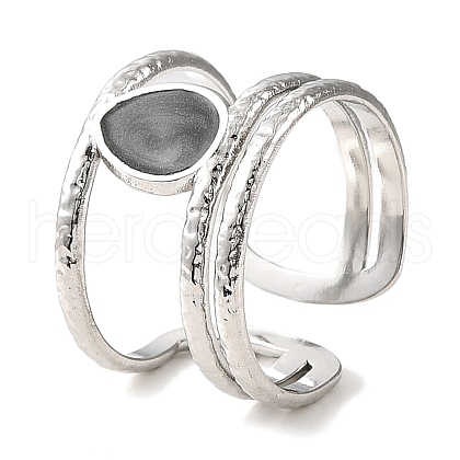 304 Stainless Steel Open Cuff Ring for Women RJEW-F166-15P-02-1