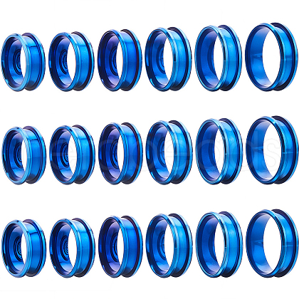 SUNNYCLUE 18Pcs 6 Size 304 Stainless Steel Grooved Finger Ring Settings RJEW-SC0001-05BL-1