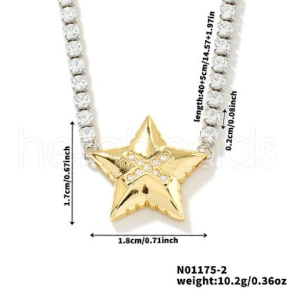Golden Tone Brass Clear Cubic Zirconia Cup Chain Geometric Pendant Necklaces for Women LZ2256-2-1