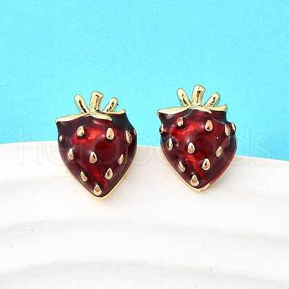 Brass Enamel Stud Earrings EJEW-F372-01A-G-1
