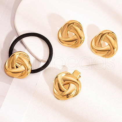 Stainless Steel Knot Stud Earrings & Hair Tie & Alligator Clips Sets for Women LZ4224-1-1