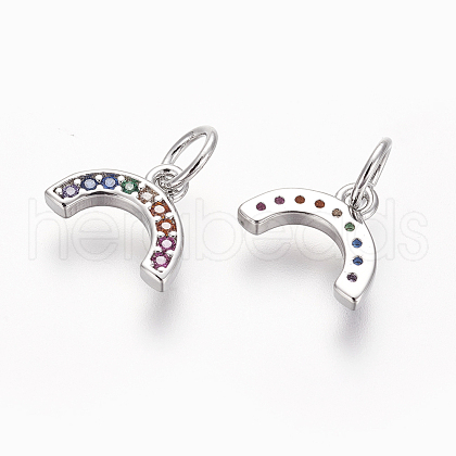 Brass Cubic Zirconia Charms ZIRC-E162-14P-1
