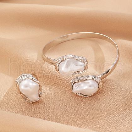 Oval Alloy & Plastic Pearl Jewelry Sets WGB491C-11-1