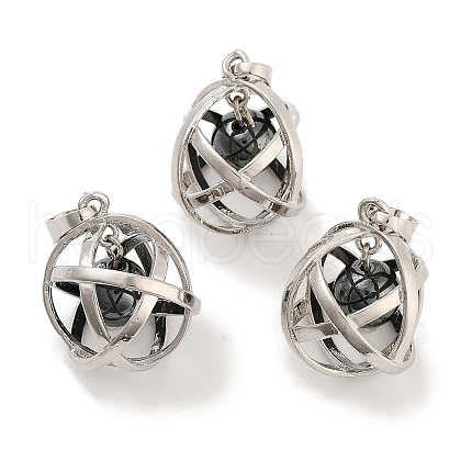 Synthetic Non-magnetic Hematite Round Ball Pendants G-Q163-05P-05-1