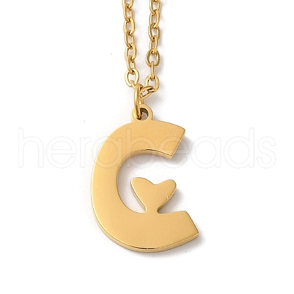 304 Stainless Steel Pendant Necklaces NJEW-H036-02G-C-1