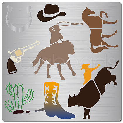 Cowboy Theme Stainless Steel Cutting Dies Stencils DIY-WH0238-175-1