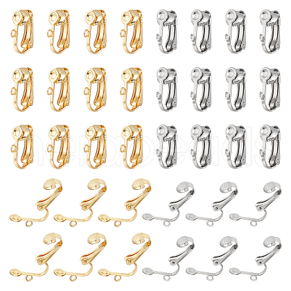 Unicraftale 40Pcs 2 Colors 304 Stainless Steel Clip-on Earrings Findings STAS-UN0041-10-1