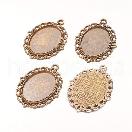 Oval Antique Bronze Color Zinc Alloy Pendant Settings for Cabochon & Rhinestone X-PALLOY-A15257-AB-LF-1