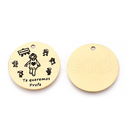201 Stainless Steel Pendants STAS-T064-37G-14-1