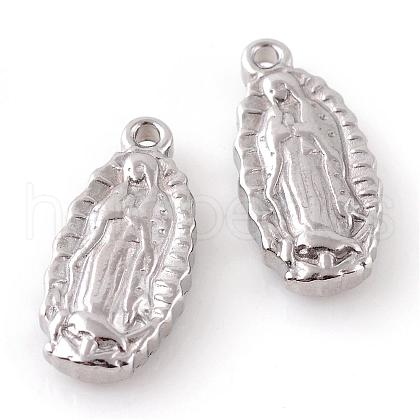 Tarnish Resistant 201 Stainless Steel Lady of Guadalupe Pendants STAS-Q195-120-1