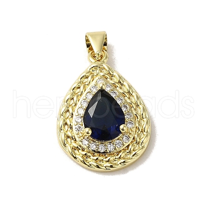 Brass Micro Pave Cubic Zirconia Pendants KK-C058-05G-02-1
