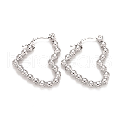 Non-Tarnish Heart 304 Stainless Steel Hoop Earrings for Women STAS-A057-19P-1