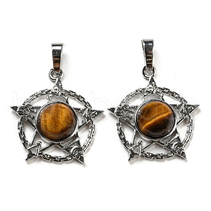 Natural Tiger Eye Pendants G-P517-01P-03-1