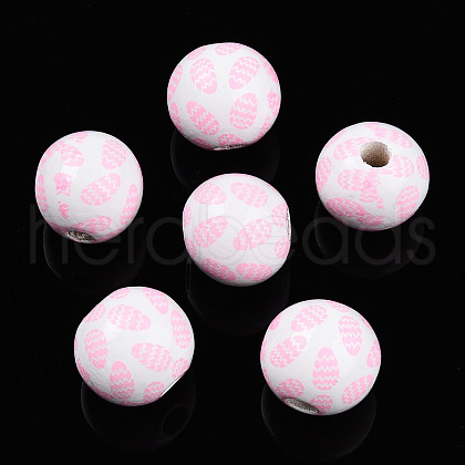 Easter Theme Printed Wood Beads WOOD-T032-22H-1