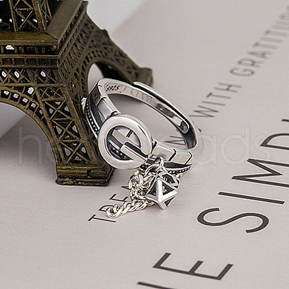 925 Sterling Silver Finger Rings Adjustable for Women FS-WG990AB-02-1