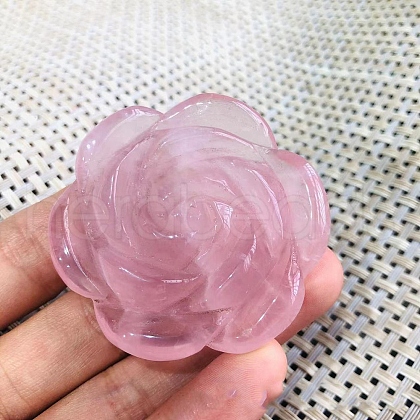 Natural Rose Quartz Carved Rose Figurines PW-WG66930-03-1