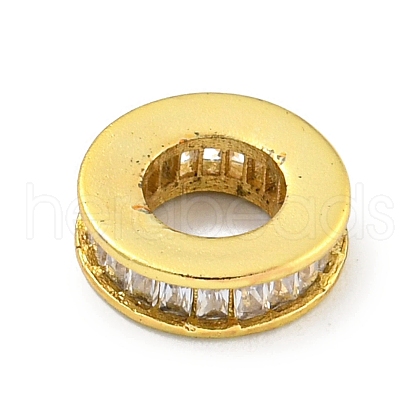 Rack Plating Brass Micro Pave Clear Cubic Zirconia European Beads KK-L215-021G-1
