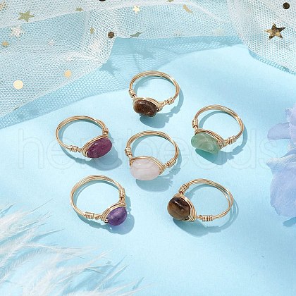 Nuggets Natural Gemstone Finger Rings RJEW-JR00696-1