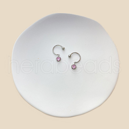 316L Surgical Stainless Steel Pink Cubic Zirconia Nipple Nail Rings WG097EA-01-1