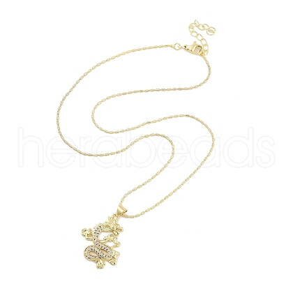 Brass Micro Pave Clear Cubic Zirconia Pendant Necklaces NJEW-Z035-05A-G-1
