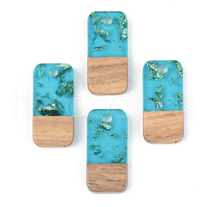 Transparent Resin & Walnut Wood Pendants RESI-S389-044A-B03-1