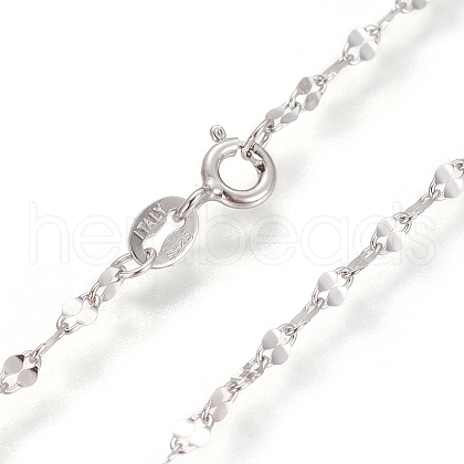 Anti-Tarnish Rhodium Plated 925 Sterling Silver Link Chain Necklaces STER-L059-09P-1