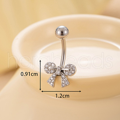 316L Surgical Stainless Steel Clear Cubic Zirconia Curved Barbell Belly Rings WGA1AD6-07-1