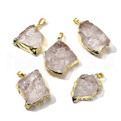 Raw Rough Natural Dyed Quartz Crystal Pendants G-G895-05LG-01-1