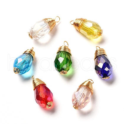 Electroplate Glass Pendants PALLOY-JF00899-1