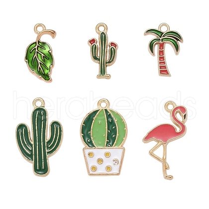 60Pcs 6 Styles Alloy Enamel Pendants ENAM-LS0001-04LG-1