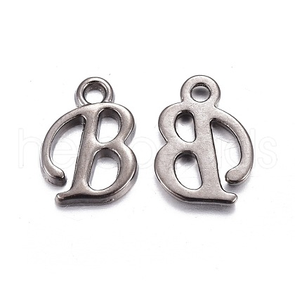 Gunmetal Plated Alloy Letter Pendants PALLOY-P097-03-B-1