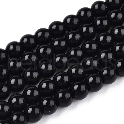 Opaque Solid Color Glass Beads Strands GLAA-T032-P8mm-01-1
