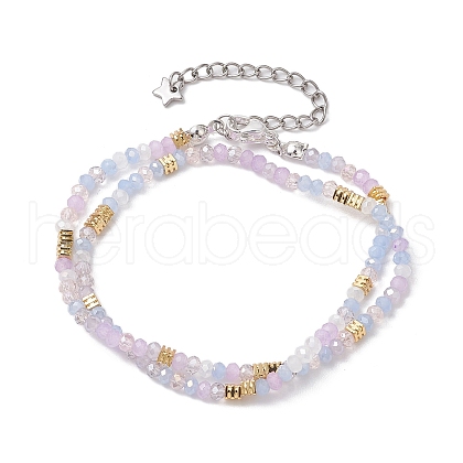 Electroplated Faceted Rondelle Glass & Alloy Wrap Bracelets for Women BJEW-JB10829-1