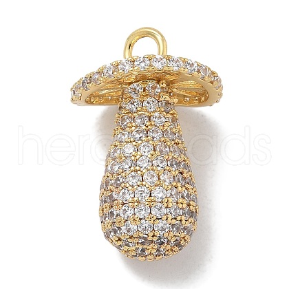 Rack Plating Brass Micro Pave Clear Cubic Zirconia Pendants KK-L224-001G-1