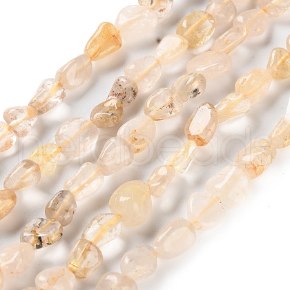 Natural Gold Rutilated Quartz Beads Strands G-P497-01C-33-1
