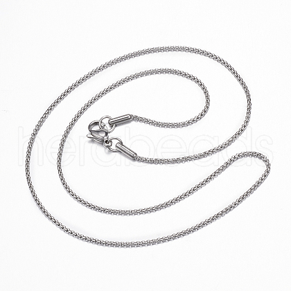 Non-Tarnish 304 Stainless Steel Box Chain Necklace for Men Women NJEW-E087-03P-A-1