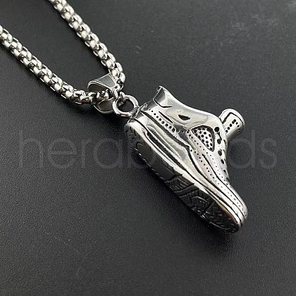 Stylish Stainless Steel Sports Sneaker Pendant Punk Hip-hop Necklaces Vintage Men's Jewelry FU9315-1