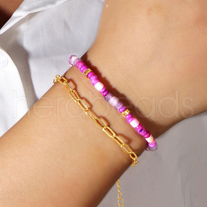 Natural Gemstone Beads Multi-strand Bracelets SR6388-2-1