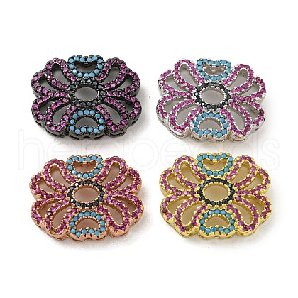 Brass Micro Pave Colorful Cubic Zirconia Multi-Strand Links KK-G493-32MC-1