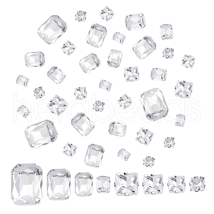 AHADERMAKER 80Pcs 8 Style Rectangle Octagon & Square Sew on Rhinestone RGLA-GA0001-10-1