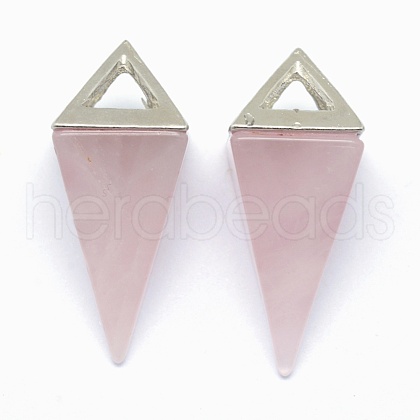 Natural Rose Quartz Pendants KK-E757-D-07P-1