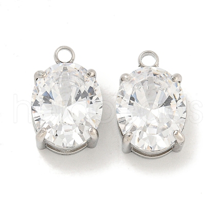 304 Stainless Steel Pendants Cubic Zirconia Pendants STAS-L278-009P-A01-1
