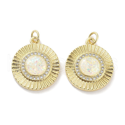 Brass Micro Pave Clear Cubic Zirconia Pendants KK-L213-041G-01-1