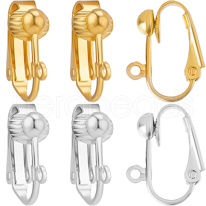 Beebeecraft 36Pcs 2 Colors Brass Clip-on Earring Findings KK-BBC0016-11-1