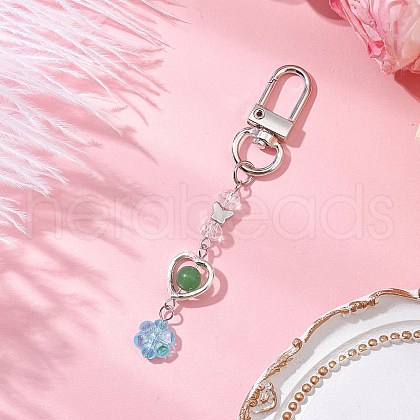 Flower Acrylic & Dyed Natural Jade Beads Pendant Decorations HJEW-JM02884-1