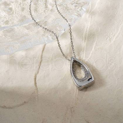 Elegant Brass Micro Pave Clear Cubic Zirconia Hollow Teardrop Pendant Necklaces for Daily Wear LN6440-2-1