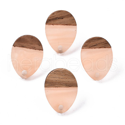 Resin & Walnut Wood Stud Earring Findings MAK-N032-006A-H02-1